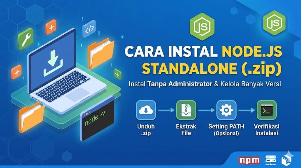Cara Instal Node.js Standalone (Versi .zip) Tanpa Installer